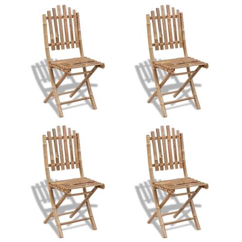 vidaXL Tuinstoelen inklapbaar 4 st bamboe, Tuin en Terras, Tuinstoelen, Nieuw, Verzenden