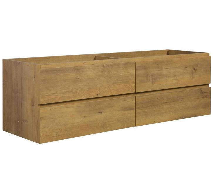 Wastafelkast Angela 160 x 48 cm Eiken Hangend Wastafelmeubel, Huis en Inrichting, Badkamer | Badkamermeubels, Nieuw, Verzenden