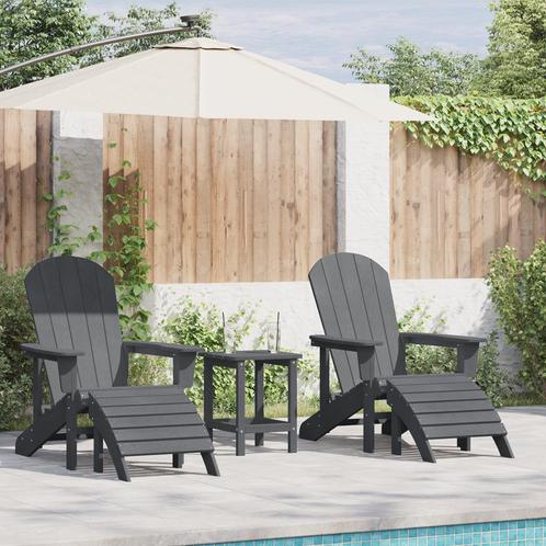vidaXL Adirondackzetels met voetensteunen 2 stuks Lichtgrijs, Tuin en Terras, Tuinstoelen, Nieuw, Verzenden