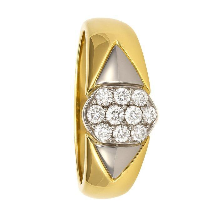 Ring - 18 karaat Geel goud, Witgoud - 1.00ct. tw. Diamant, Handtassen en Accessoires, Ringen