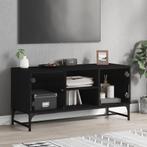 vidaXL Tv-meubel met glazen deuren 102x37x50 cm zwart, Huis en Inrichting, Kasten |Televisiemeubels, Nieuw, Verzenden