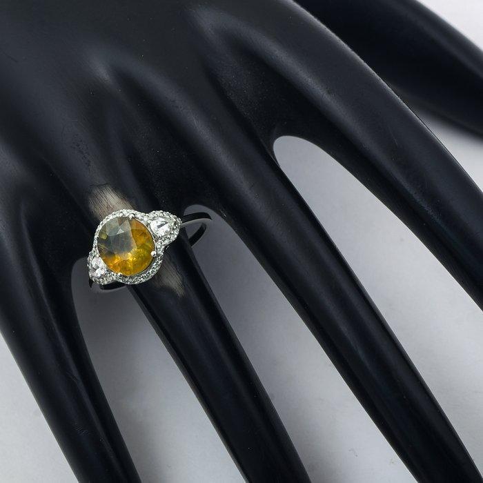 Zonder minimumprijs - Ring Platina - 3.07ct. tw. Saffier -, Handtassen en Accessoires, Ringen