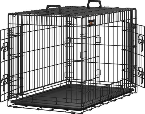 Hondenbench opvouwbaar 925 cm lang 2 deuren L zwart, Dieren en Toebehoren, Hondenhokken, Nieuw, Ophalen of Verzenden