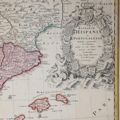 Spanje - en Portugal; J. B. Homann - Regnorum Hispaniae et, Boeken, Atlassen en Landkaarten