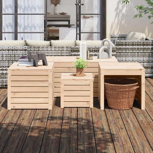 vidaXL 4-delige Tuinboxset massief grenenhout, Tuin en Terras, Bergingen en Tuinkasten, Nieuw, Verzenden
