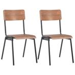 vidaXL Eetkamerstoelen 2 st massief multiplex staal bruin, Verzenden, Nieuw