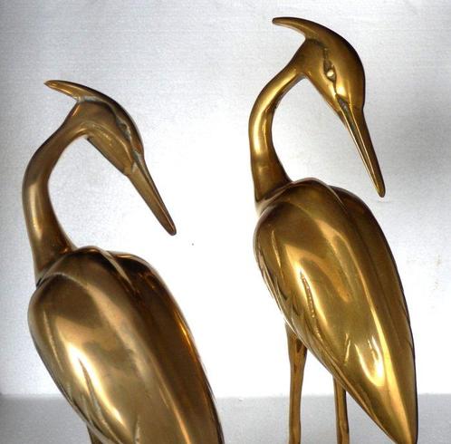 sculptuur, 2 Decoratieve messing Kraanvogels - 33 cm -, Antiquités & Art, Art | Objets design