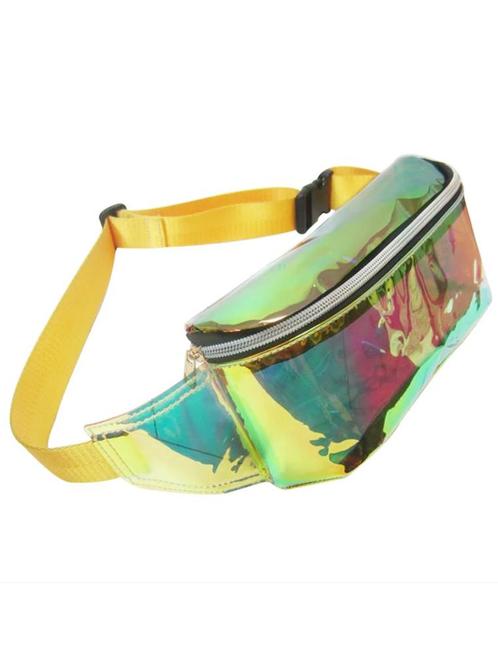 Transparante Iridescent Heuptas Rechthoekig Holografisch Gee, Handtassen en Accessoires, Tassen | Damestassen, Geel, Nieuw, Ophalen of Verzenden