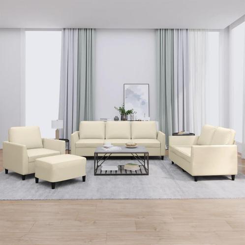 vidaXL 4-delige Loungeset met kussens kunstleer crème, Huis en Inrichting, Zetels | Zetels, Nieuw, Verzenden