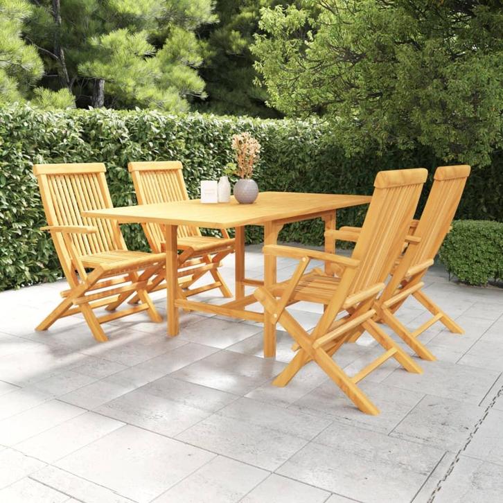 vidaXL 5-delige Tuinset massief teakhout, Tuin en Terras, Tuinsets en Loungesets, Tuinset, Nieuw, Verzenden