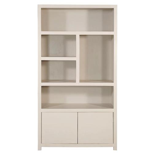 Wandkast Mangohout Evan 120 Crème (5 Open Vakken, 2 Deuren), Huis en Inrichting, Kasten | Overige, Nieuw, Verzenden