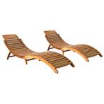 vidaXL Ligbedden 2 st massief acaciahout, Tuin en Terras, Ligbedden, Verzenden, Nieuw