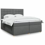 vidaXL Boxspring met matras stof donkergrijs 200x200 cm, Verzenden