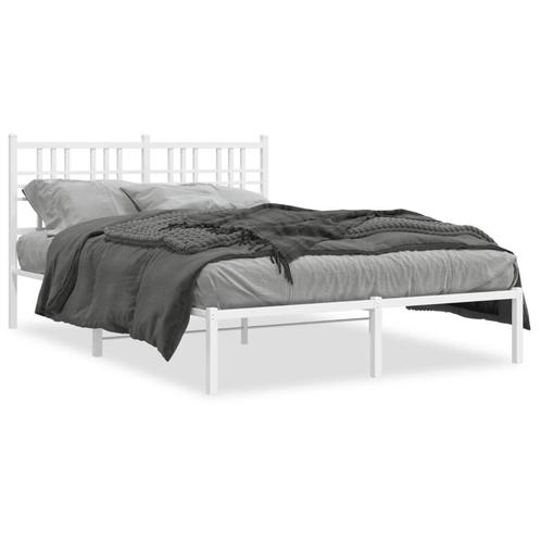 vidaXL Cadre de lit métal avec tête de lit blanc 140x190, Maison & Meubles, Chambre à coucher | Lits, Neuf, Envoi