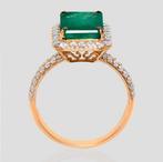 Bague - 14 carats Or rose Émeraude - Diamant, Bijoux, Sacs & Beauté, Bagues