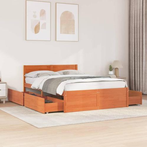 vidaXL Bed met matras massief grenenhout wasbruin 140x190 cm, Huis en Inrichting, Slaapkamer | Bedden, Nieuw, Verzenden