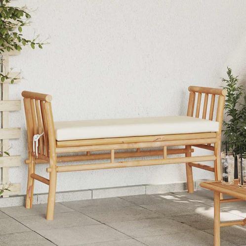 vidaXL Tuinbank met kussen Bruin 110 x 38 x 65cm Bamboe, Tuin en Terras, Tuinsets en Loungesets, Nieuw, Verzenden