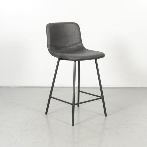 Barkruk Ystad, zwart leder, 4-poot onderstel, Huis en Inrichting, Stoelen, Gebruikt, Ophalen of Verzenden