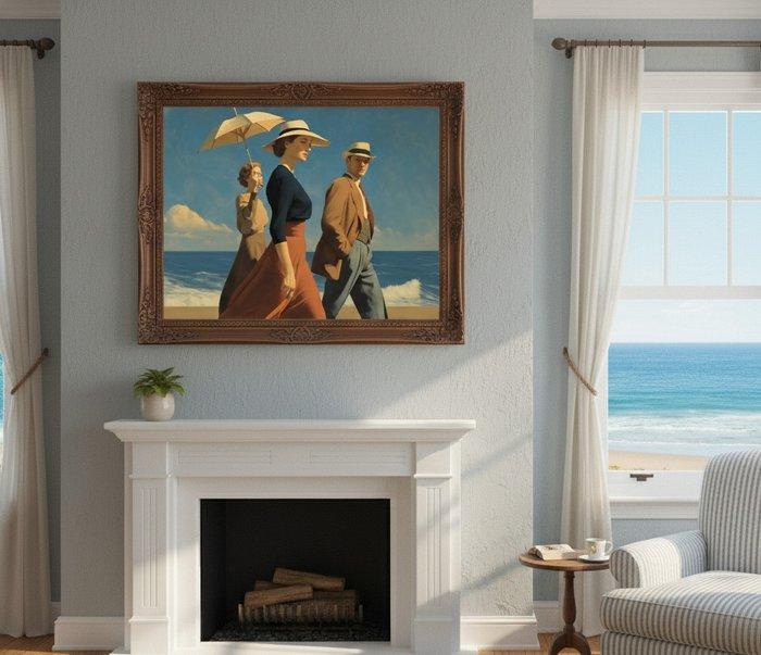 Le Yack - The Stroll by the Sea - Hand signed, Antiek en Kunst, Kunst | Designobjecten