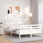 vidaXL Cadre de lit avec tête de lit blanc double bois, Neuf, Verzenden