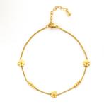 Golden Blossom Pearl Anklet: Chain & Flowers