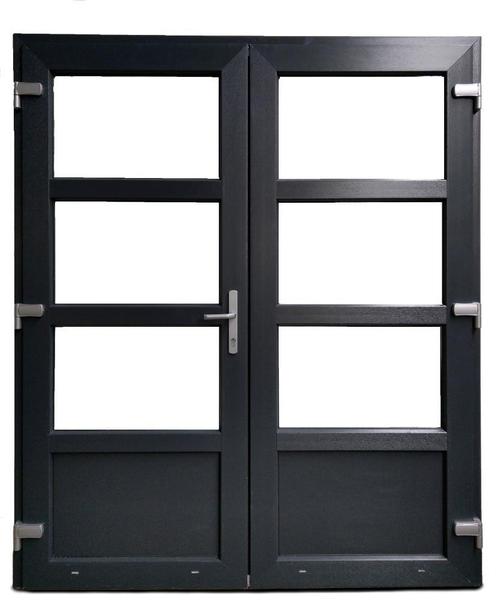 PVC Dubbele deur 3/4 glas Basic Plus b175xh204 cm antraciet, Doe-het-zelf en Bouw, Deuren en Vliegenramen, Nieuw, Glas, Kunststof