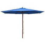 vidaXL Parasol met houten paal 350 cm blauw, Verzenden, Nieuw
