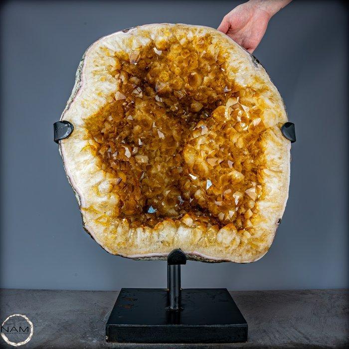 Prachtige citrien druse op standaard uit Uruguay. Van de, Verzamelen, Mineralen en Fossielen