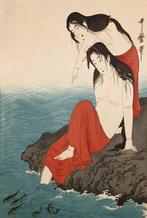 Japanse houtblok prent van twee abalone duikers - Kitagawa