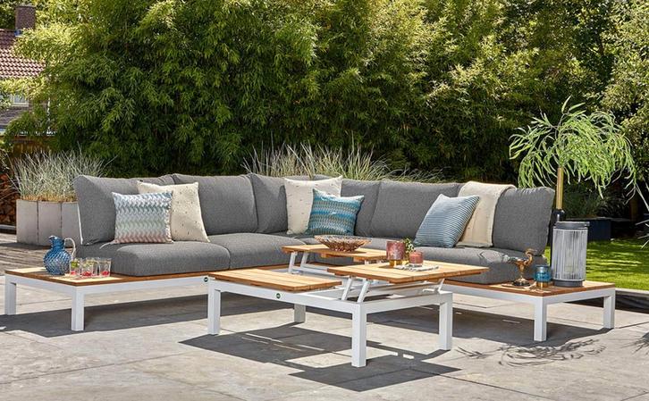 Suns Memphis loungeset light antraciet - wit * Sale * |, Tuin en Terras, Tuinsets en Loungesets