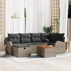 vidaXL Tuinbank Set met kussen met opslag 7 pcs Grijs Poly, Verzenden, Nieuw