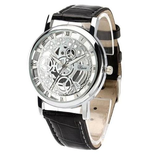 Fako® - Horloge - Open Uurwerk - Zilverkleurig - Zwart, Handtassen en Accessoires, Horloges | Dames, Verzenden