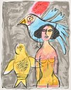 Corneille (1922-2010) - Deux oiseaux et une femme, Antiquités & Art, Art | Peinture | Moderne