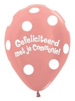 Ballonnen Communie Polka Dots Metallic Rose Gold 30cm 50st, Nieuw, Verzenden