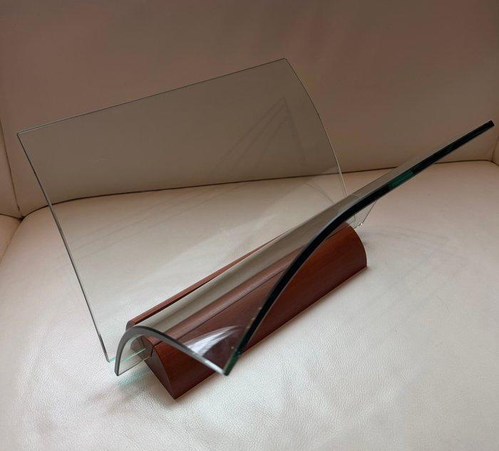 Tijdschriftenhouder - Glas, Hout, Antiek en Kunst, Kunst | Designobjecten