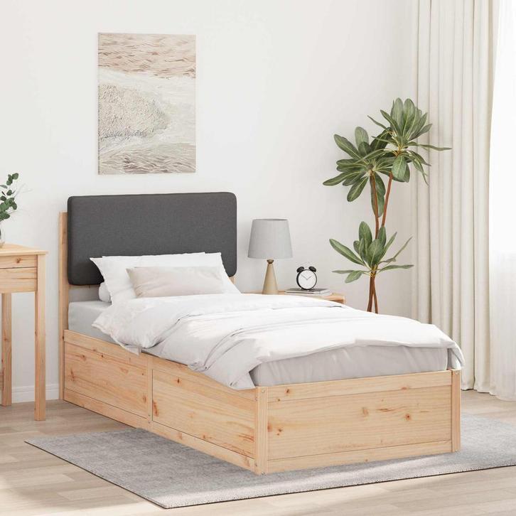 vidaXL Bedframe met Gevoerde Hoofdbord Donkergrijs 80 x 200, Huis en Inrichting, Slaapkamer | Bedden, Nieuw, Verzenden