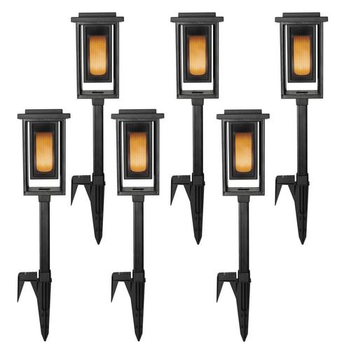 Buitenverlichting zonne-energie 6x Solar Fakkel Tuinlamp Zwa, Tuin en Terras, Buitenverlichting, Verzenden