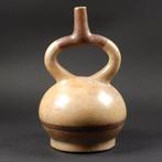 Moche Aardewerk pre-Columbian Stirrup Spout Vessel - 24 cm