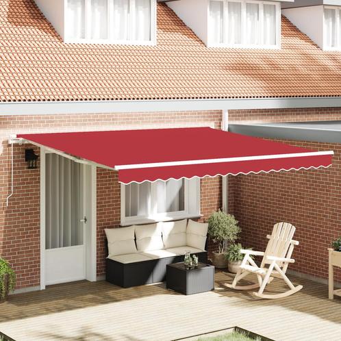 vidaXL Handmatige Uittrekbare Markies Rood 400x350 cm, Tuin en Terras, Zonneschermen, Nieuw, Verzenden