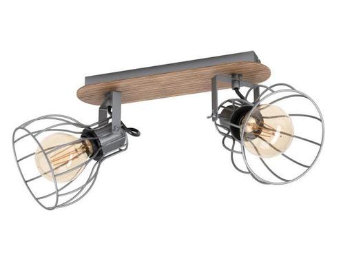 Veiling - EGLO Sambatello spot 2-lichts bruin/zilver 48x28x2, Huis en Inrichting, Lampen | Spots, Gebruikt