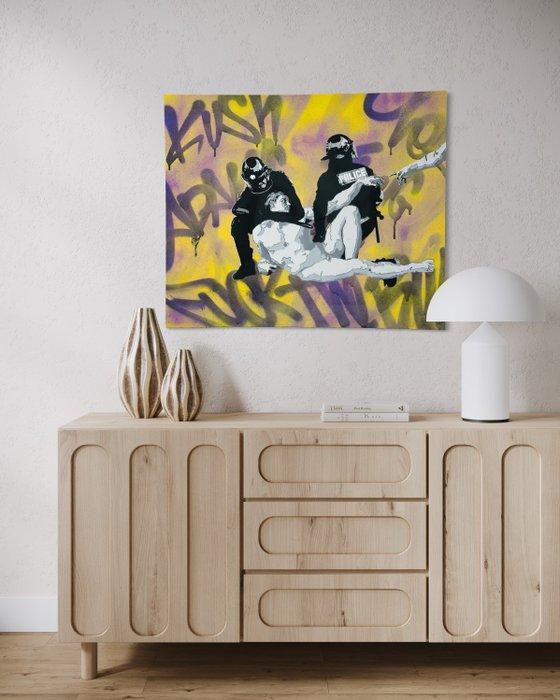 Sinao - Adams Riot [100% handmade], Antiquités & Art, Art | Peinture | Moderne