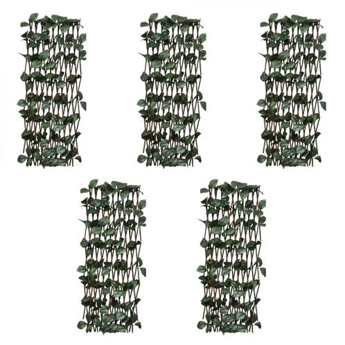 vidaXL Tuinlatwerk 5 st met kunstbladeren 180x30 cm wilg, Jardin & Terrasse, Clôtures de jardin, Envoi