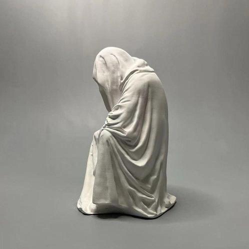 sculptuur, Ghost wizard death robe - 15 cm - Albast, Antiek en Kunst, Curiosa en Brocante
