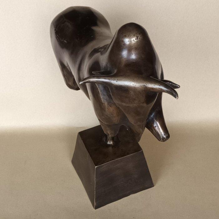 Beeld, Groot abstract beeld van een Stier - 40 cm - Brons, Antiek en Kunst, Curiosa en Brocante