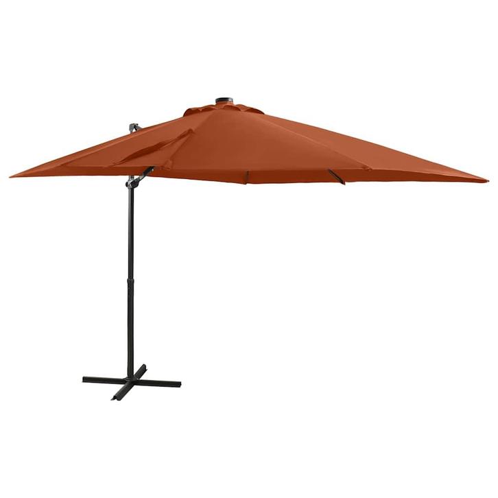 vidaXL Zweefparasol met paal en LED-verlichting 250 cm, Tuin en Terras, Parasols, Nieuw, Verzenden