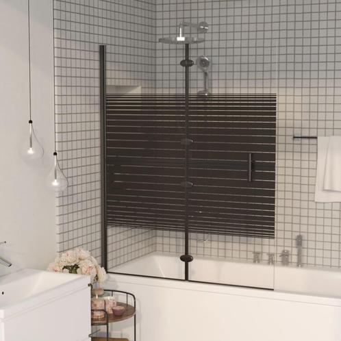 vidaXL Douchewand inklapbaar 120x140 cm ESG zwart, Doe-het-zelf en Bouw, Sanitair, Nieuw, Verzenden