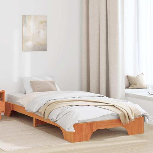 vidaXL Bedframe Gewaxte Bruin 90x200 cm Solid Grenenhout, Huis en Inrichting, Slaapkamer | Bedden, Nieuw, Verzenden