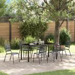 vidaXL 7-delige tuinset Donkergrijs Staal, Tuin en Terras, Tuinstoelen, Verzenden, Nieuw