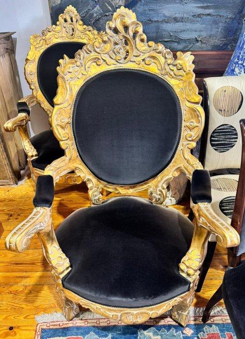 Fauteuil (2) - Verguld hout, Huis en Inrichting, Overige Huis en Inrichting