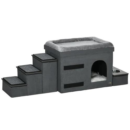 TRUUSK Kattenhuis - Kattenhut met Kattengrot - 3 Dierentrapp, Dieren en Toebehoren, Katten-accessoires, Verzenden